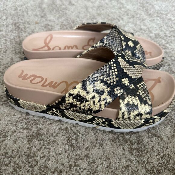 Sam Edelman Sadia Snake Print Slide Sandals 8 - Picture 4 of 6